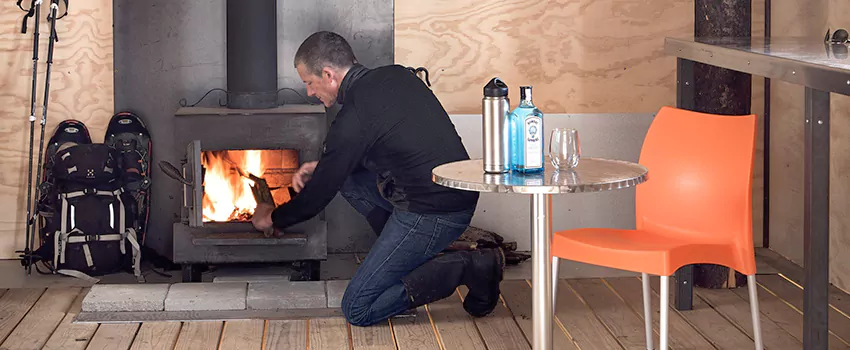 Open Hearth Wood Fireplace Installation in Boucherville, QC